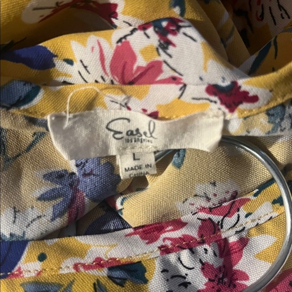 Easel Floral Midi Dress Yellow Floral Large Sleeveless - Picture 4 of 4